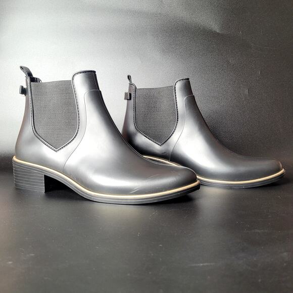 Kate Spade New York Black Solstice Sleek PVC Chelsea Rain Boots‎ Size 11 NWOB - Picture 1 of 7